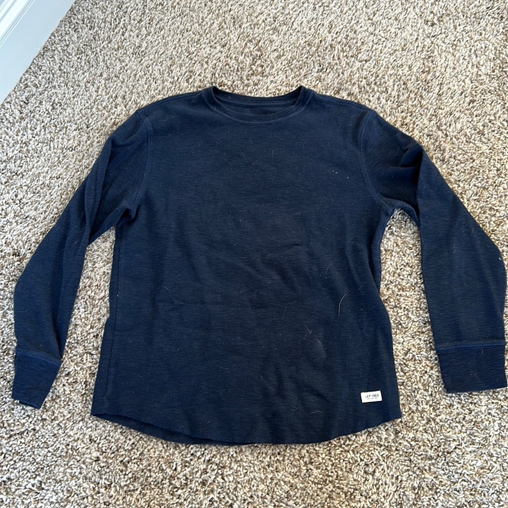 Boys XL Gap Waffle Knit Long Sleeve - Navy